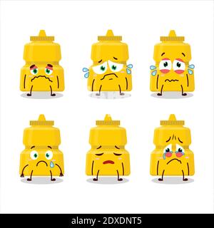 Mustard cartoon in character with sad expression. Vector illustration Stock Vector