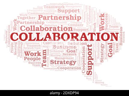 Collaboration typography word cloud create with text only. Stock Photo