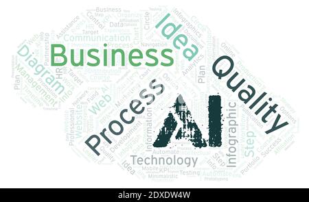 Ai typography word cloud create with text only. Stock Photo