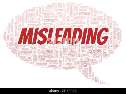 Misleading typography word cloud create with text only Stock Photo