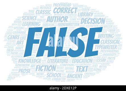 False typography word cloud create with text only Stock Photo