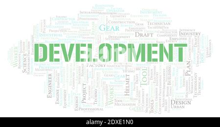 Development typography word cloud create with text only Stock Photo
