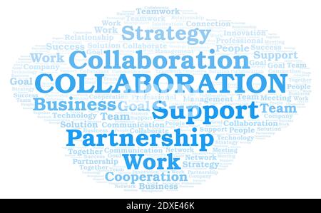 Collaboration typography word cloud create with text only. Stock Photo