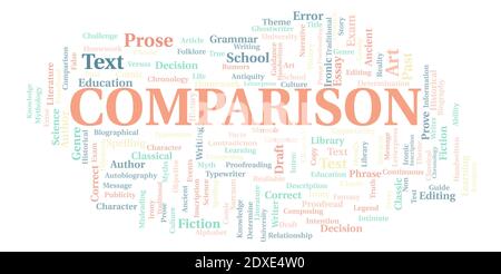 Comparison typography word cloud create with text only Stock Photo