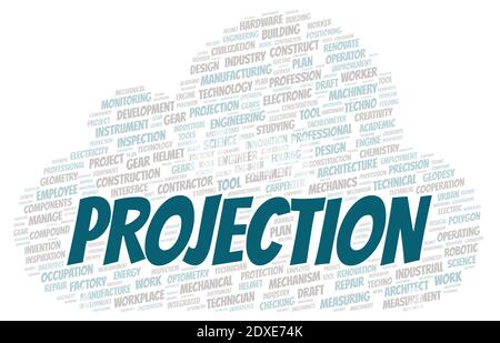 Projection typography word cloud create with text only Stock Photo - Alamy