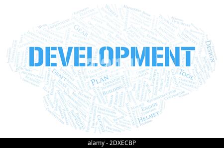Development typography word cloud create with text only Stock Photo