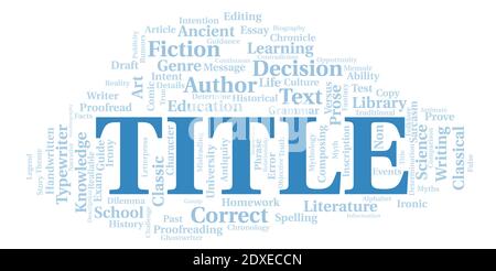 Title typography word cloud create with text only Stock Photo