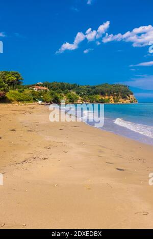 Beautiful beach view against sky at Roda, Corfu, Greece Stock Photo