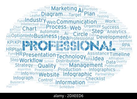Professional typography word cloud create with text only. Stock Photo
