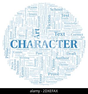 Character typography word cloud create with text only Stock Photo