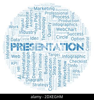 Presentation typography word cloud create with text only. Stock Photo