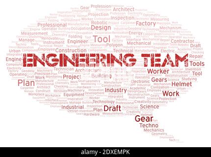 Engineering Team typography word cloud create with text only Stock Photo