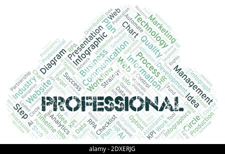Professional typography word cloud create with text only. Stock Photo