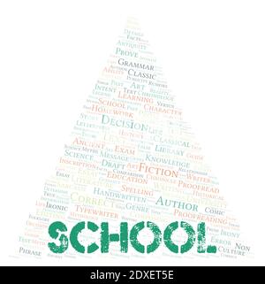 School typography word cloud create with text only Stock Photo
