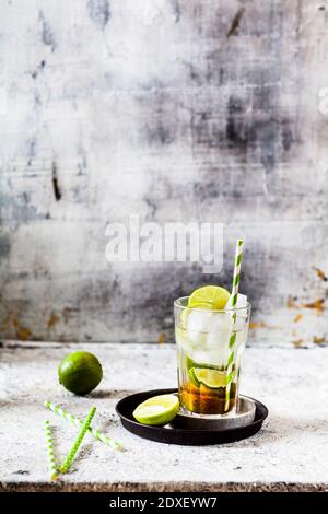 Glass of traditional Brazilian caipirinha cocktail Stock Photo