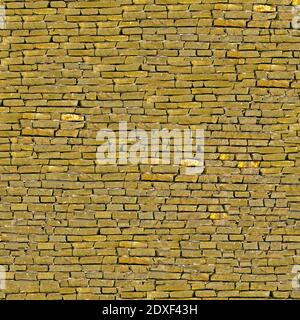 The yellow brickwork seamless background - texture pattern for continuous replicate. Stock Photo