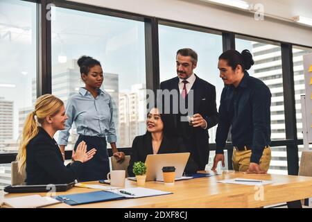 Manager leadership training business operator team meeting market planing Stock Photo