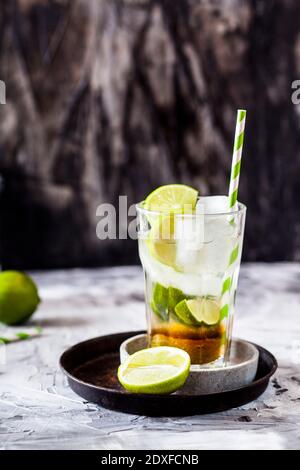 Glass of traditional Brazilian caipirinha cocktail Stock Photo