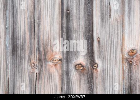 A Old wood background with totally worn out paint, wood texture with long aligned boards. Wooden boards with rough vintage texture. Faded flat neutral Stock Photo