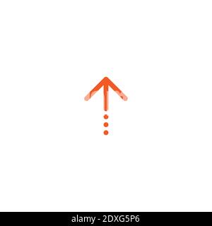 red thin rounded arrow up icon. Isolated on white. Upload icon. Upgrade sign. North pointing arrow. Stock Vector