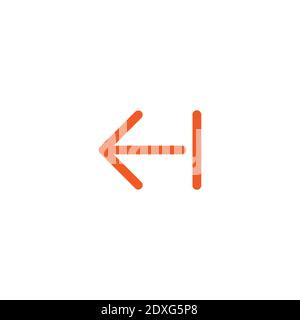 red thin left arrow icon. Isolated on white. Continue icon. Back sign. Exit pictogram. West arrow. Stock Vector