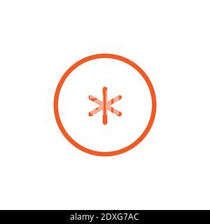 orange asterisk footnote icon. Flat icon of asterisk isolated on white background. Vector illustration. Star note symbol for more information Stock Vector