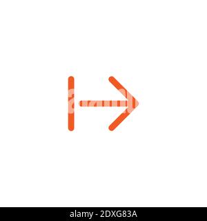 Continue icon. red thin right arrow icon. Isolated on white. Next sign. look directory. Exit pictogram. Stock Vector