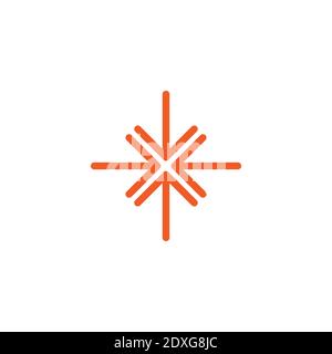 four bred thin arrows point to the center. Triple Collide Arrows icon. Merge Directions icon. Vector illustration. Isolated on white. Stock Vector