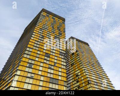 Las Vegas, NV - January 7, 2020: The Veer Towers at City Center, Residential towers Stock Photo