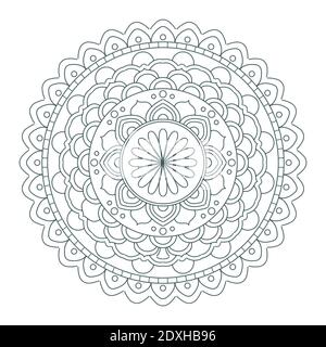 Mandala line vector. A symmetrical round point monochrome ornament. Coloring Stock Vector