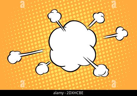 Cartoon explosion on a colorful background. Vector illustration template in pop art style. Place for your text. Stock Vector