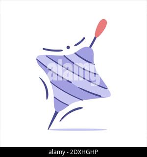 Purple whirligig - isolated vector illustration. Toddler peg-top toy - single clipart, object on white background. Lilac and coral palette Stock Vector