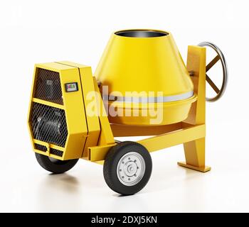 Cement mixer isolated on white background. 3D illustration. Stock Photo