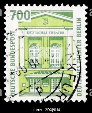 MOSCOW, RUSSIA - MARCH 23, 2019: Postage stamp printed in Germany shows German Theater, Berlin, Sights serie, circa 1993