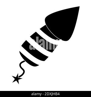 Firework rocket icon. New year's Silhouette shape symbol. Vector illustration isolated on white background. Stock Vector