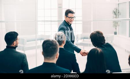 business colleagues greeting each other with a handshake Stock Photo
