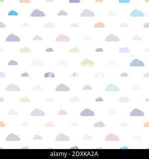 seamless pattern of fluffy pastel colored clouds on white background vector illustration Stock Vector