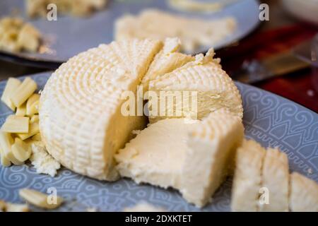 Plate with delicious soft cheese Stock Photo
