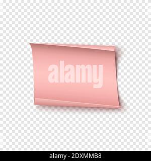 Abstract pink realistic paper banner. Valentines day, birthday or other event greeting card template. Vector illustration. Stock Vector