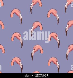 Seamless pattern with pink flamingo. Vector illustration Stock Vector