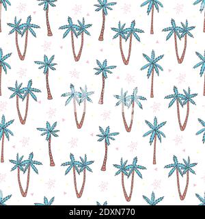 Vector seamless pattern with palm trees Stock Vector