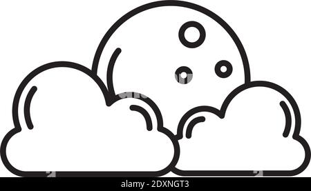 clouds with moon weather line style icon vector illustration design Stock Vector