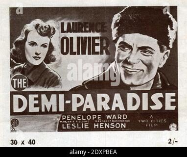 LAURENCE OLIVIER and PENELOPE DUDLEY - WARD in THE DEMI-PARADISE 1943 director ANTHONY ASQUITH writer / producer ANATOLE DE GRUNWALD Two Cities Films / General Film Distributors (GFD) Stock Photo