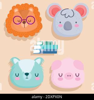 Back to school animals cartoons and books design, eduacation class and lesson theme Vector illustration Stock Vector