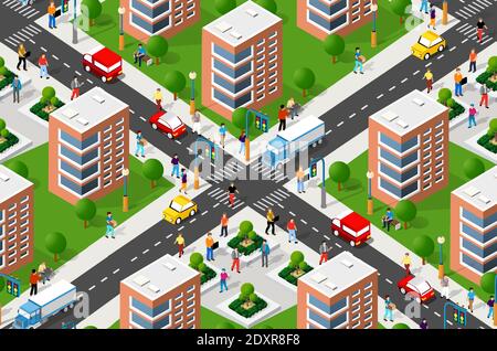 Seamless urban plan pattern map Stock Vector