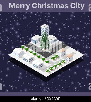 Winter Christmas tree, New Year is an isometric Stock Vector