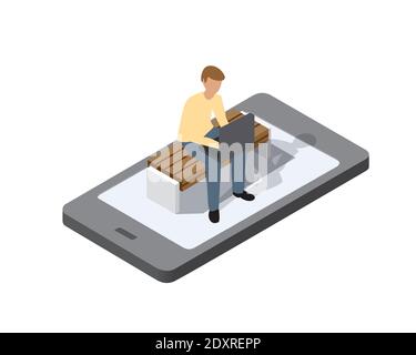 Mobile phone concept people man Stock Vector