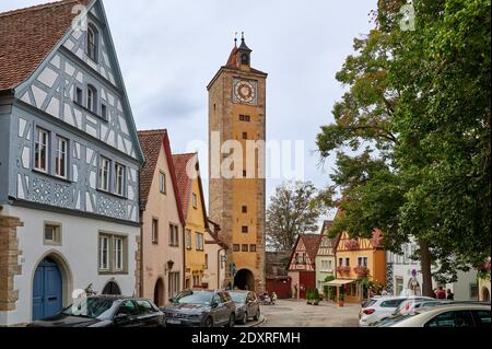 Burgtor Gate and Bastei, Rothenburg ob der Tauber, Bavaria, Germany Stock Photo