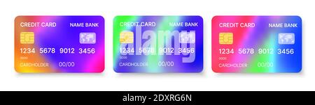 Credit cards set multicolor template vector with Stock Vector