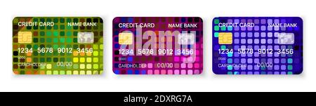 Credit cards set multicolor template vector with Stock Vector